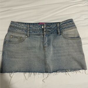 Edikted Double Waist Denim Mini Skirt